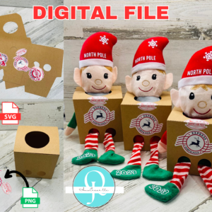 Caja ELF DELIVERY BOX / SVG / PDF certificado / STUDIO / DIGITAL FILE / INCLUYE PNG DE STICKERS / christmas