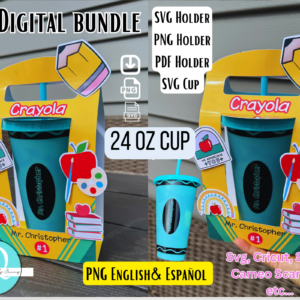 Paquete Teachers Day / Holder PNG / Holder SVG / Holder PDF / SVG Cup 24 oz liquidos frios / Digital file / English & Español