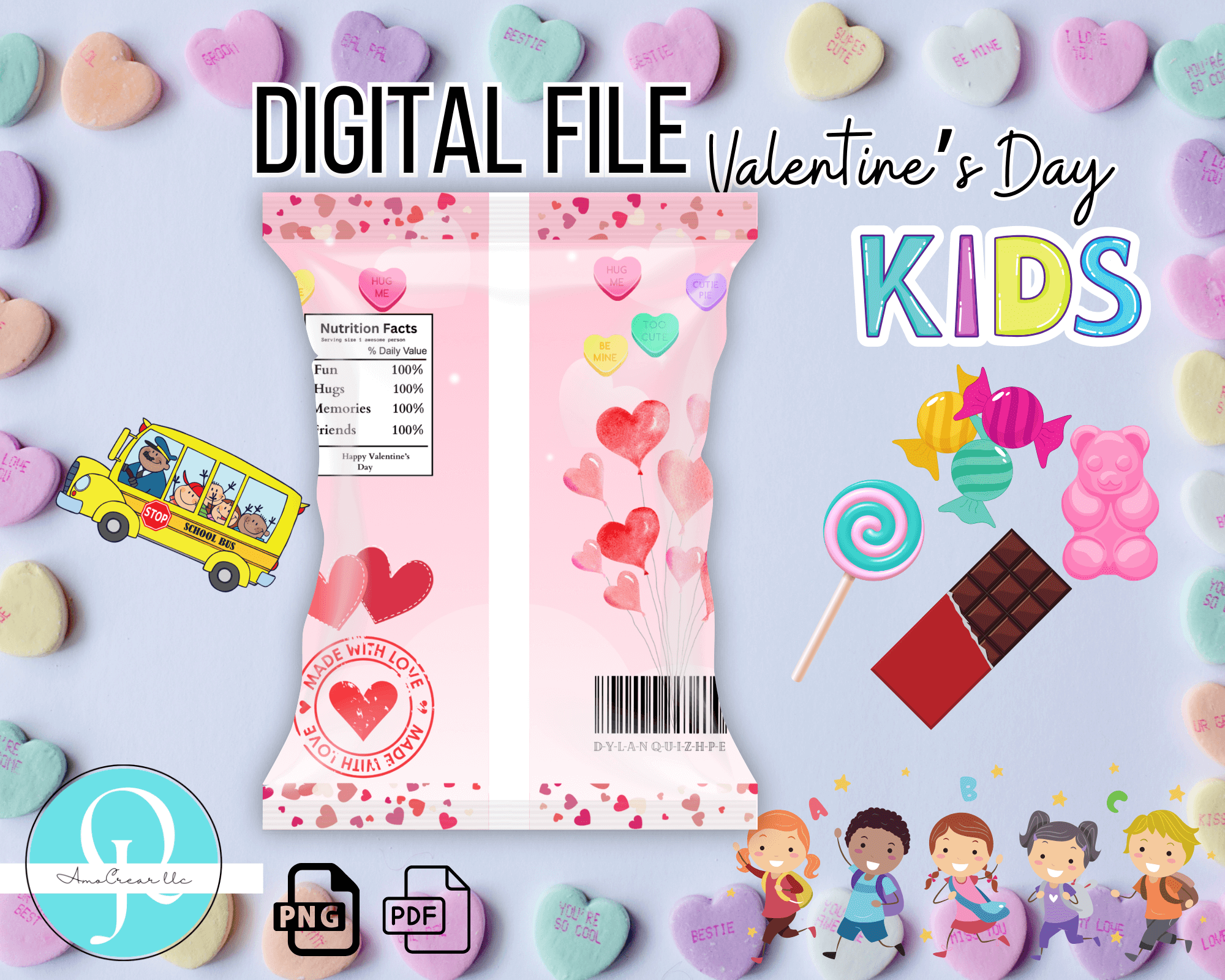 Chipsbags Candy Valentine's Day KIDS Png / Pdf - Imagen 2