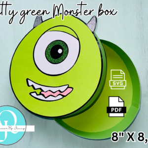 Pretty Green Monster Box / SVG / PDF / Cricut , Studio Cameo , Scan cut , Tijeras / Digital file / valentines / birthday / fathers day
