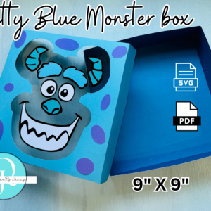 Pretty Blue Monster Box / SVG / Cricut / Studio / Scan cut / Tijeras / valentines / birthday / fathers day