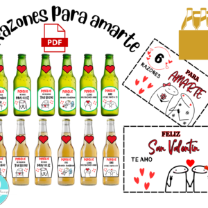 6 Razones Para Amarte / PDF / valentines day etiquetas de cerveza corona / heineken / valentines / dia del padre /