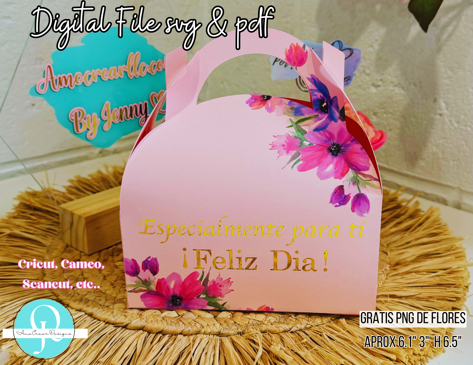 EMPAQUE DE REGALO caja SVG /STUDIO /PDF Cricut, Cameo Scancut, pdf tijeras - Imagen 3