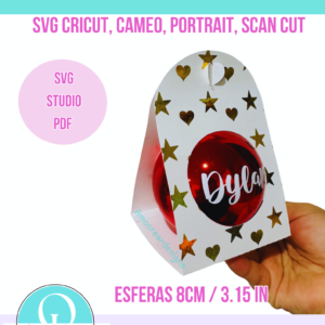 EMPAQUE PARA ESFERA SIN BASE DE NAVIDAD, SVG, STUDIO, PDF, CRICUT, CAMEO, SCAN CUT PORTRAIT, DIGITAL FILE / CHRISTMAS