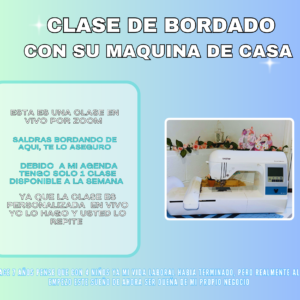 CLASE DE BORDADO PERSONALIZADA Via Zoom