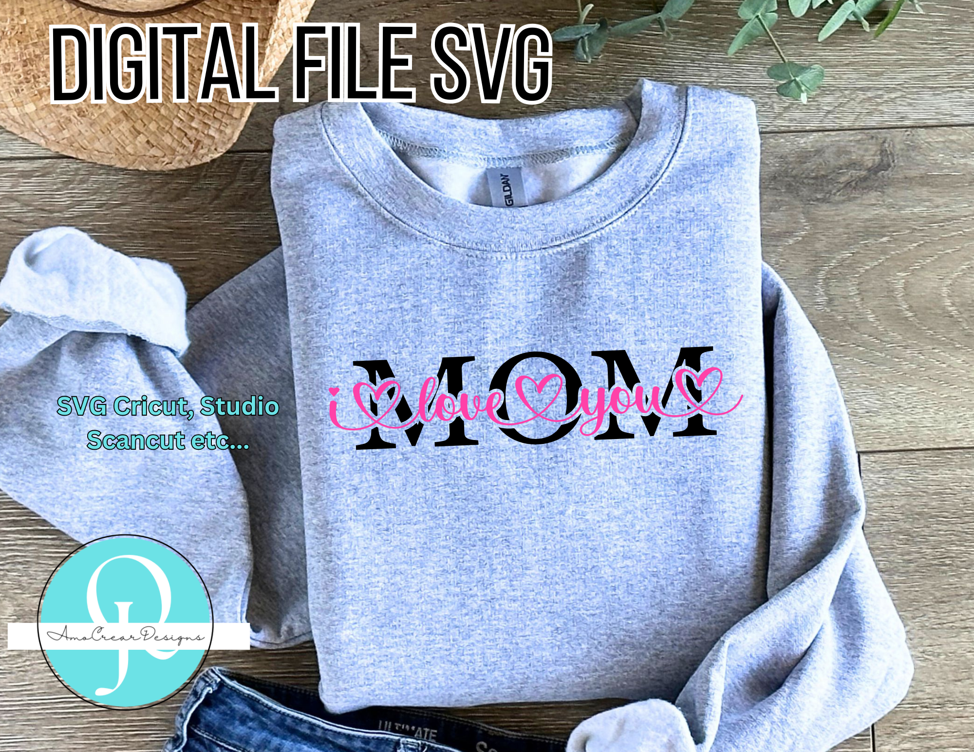 I LOVE YOU MOM / SVG / DIGITAL FILE / CRICUT CAMEO / SCAN CUT