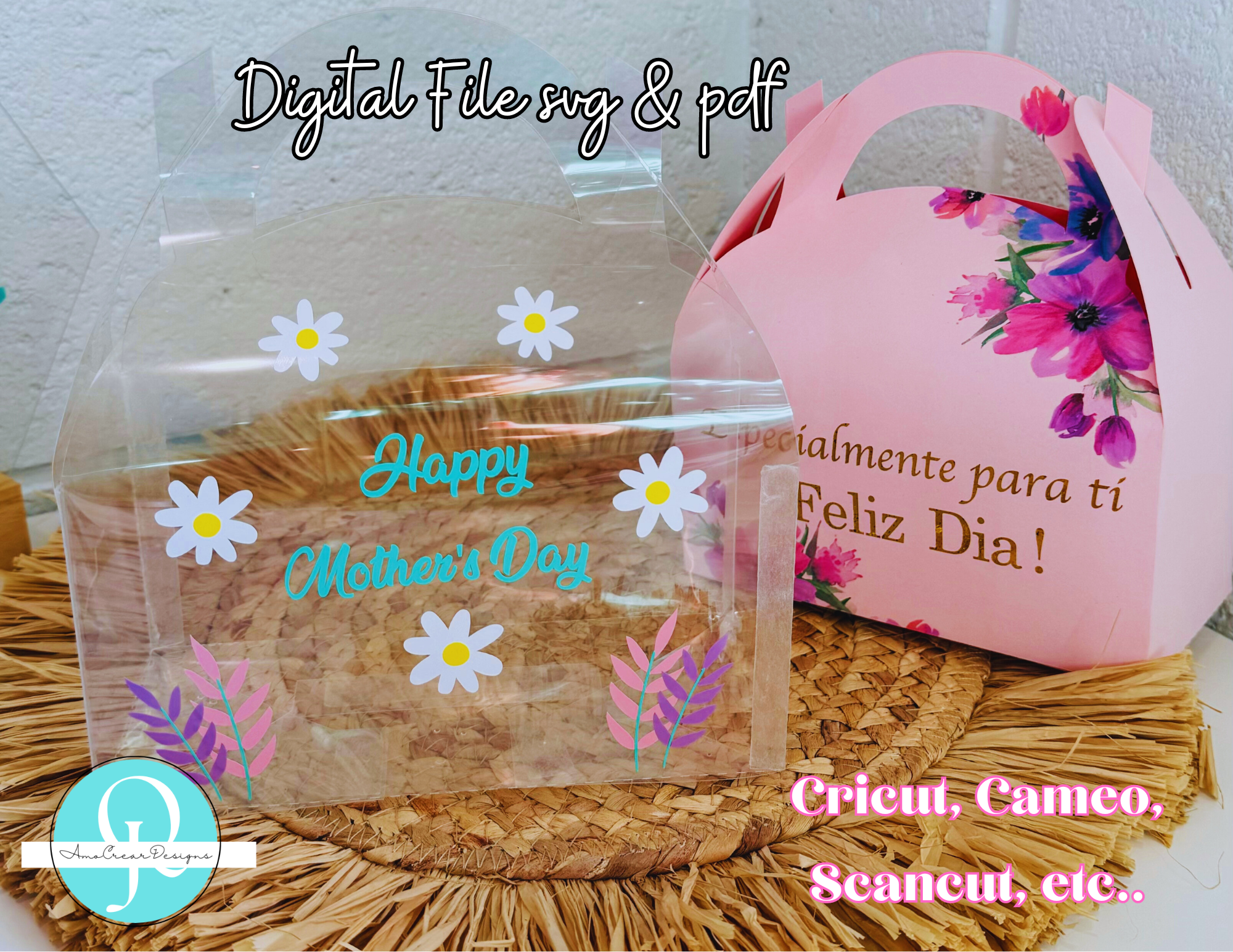 EMPAQUE DE REGALO caja SVG /STUDIO /PDF Cricut, Cameo Scancut, pdf tijeras - Imagen 2