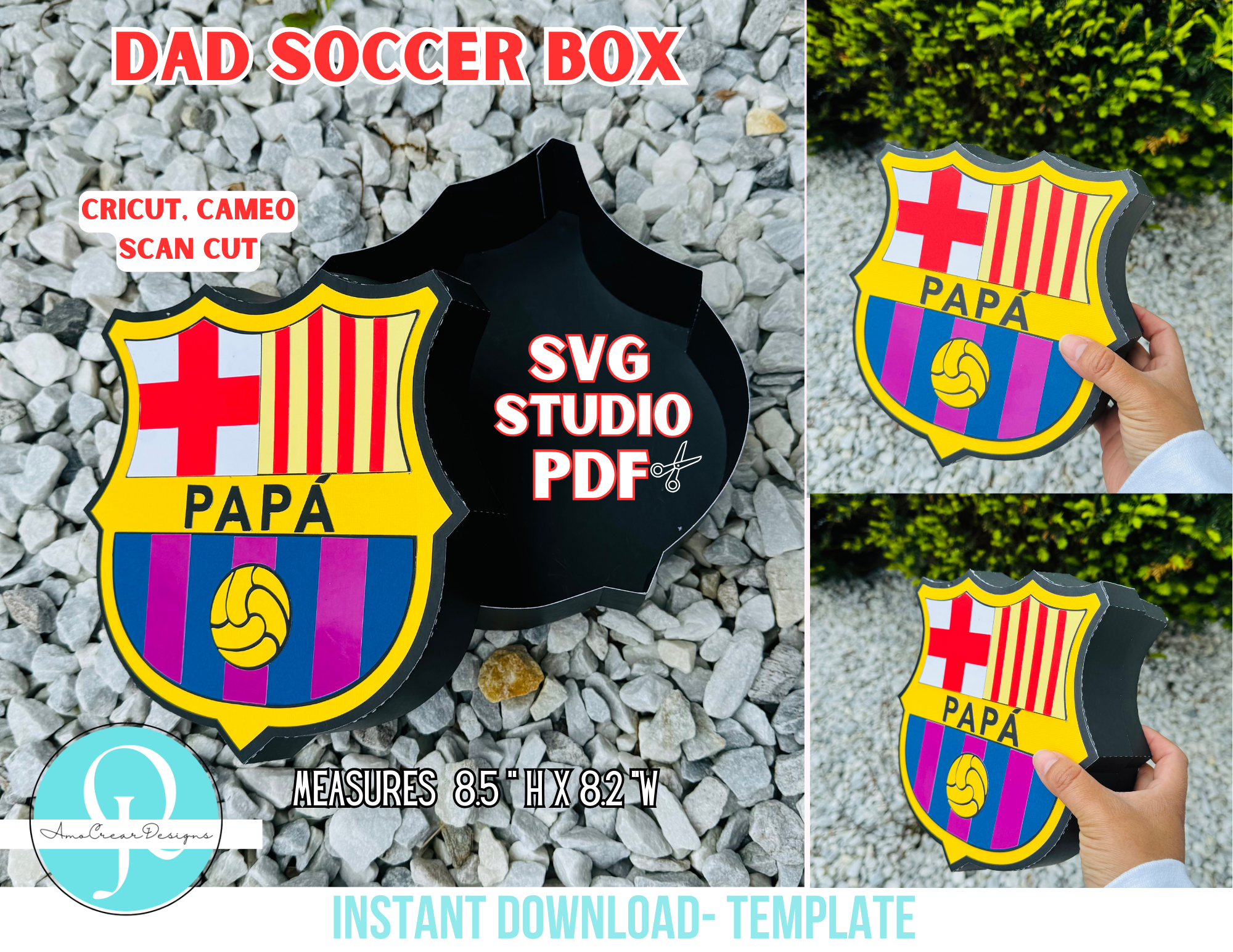 Dad Soccer Box / fathers day / SVG / STUDIO / PDF , ARCHIVO DE CORTE Cricut, Cameo , Scan cut etc