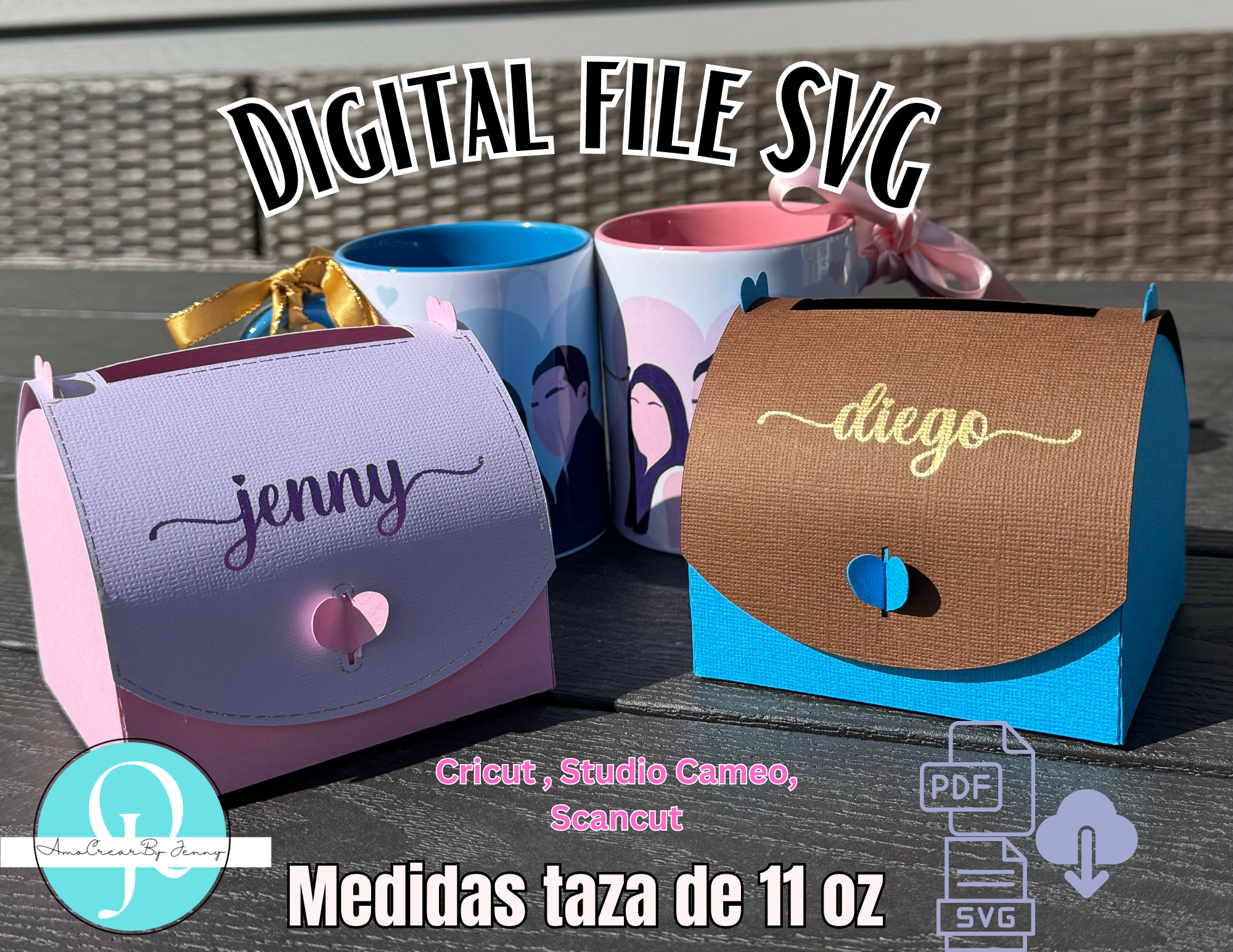 Caja Tesoro, Caja cartera, SVG / PDF / Taza 11 oz / Cricut / Studio / Scancut / valentines / birthday / mothers day / fathers day - Imagen 2