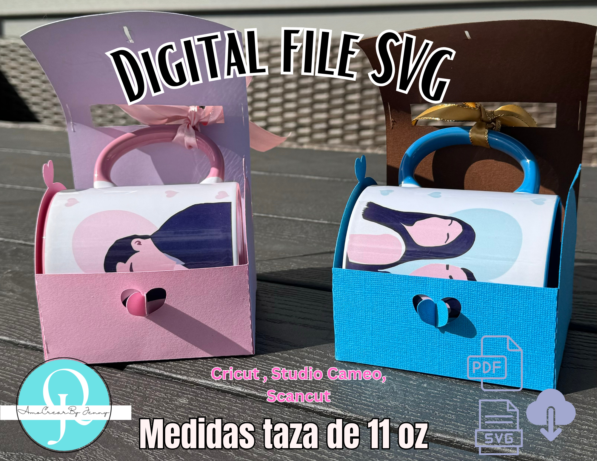Caja Tesoro, Caja cartera, SVG / PDF / Taza 11 oz / Cricut / Studio / Scancut / valentines / birthday / mothers day / fathers day - Imagen 3