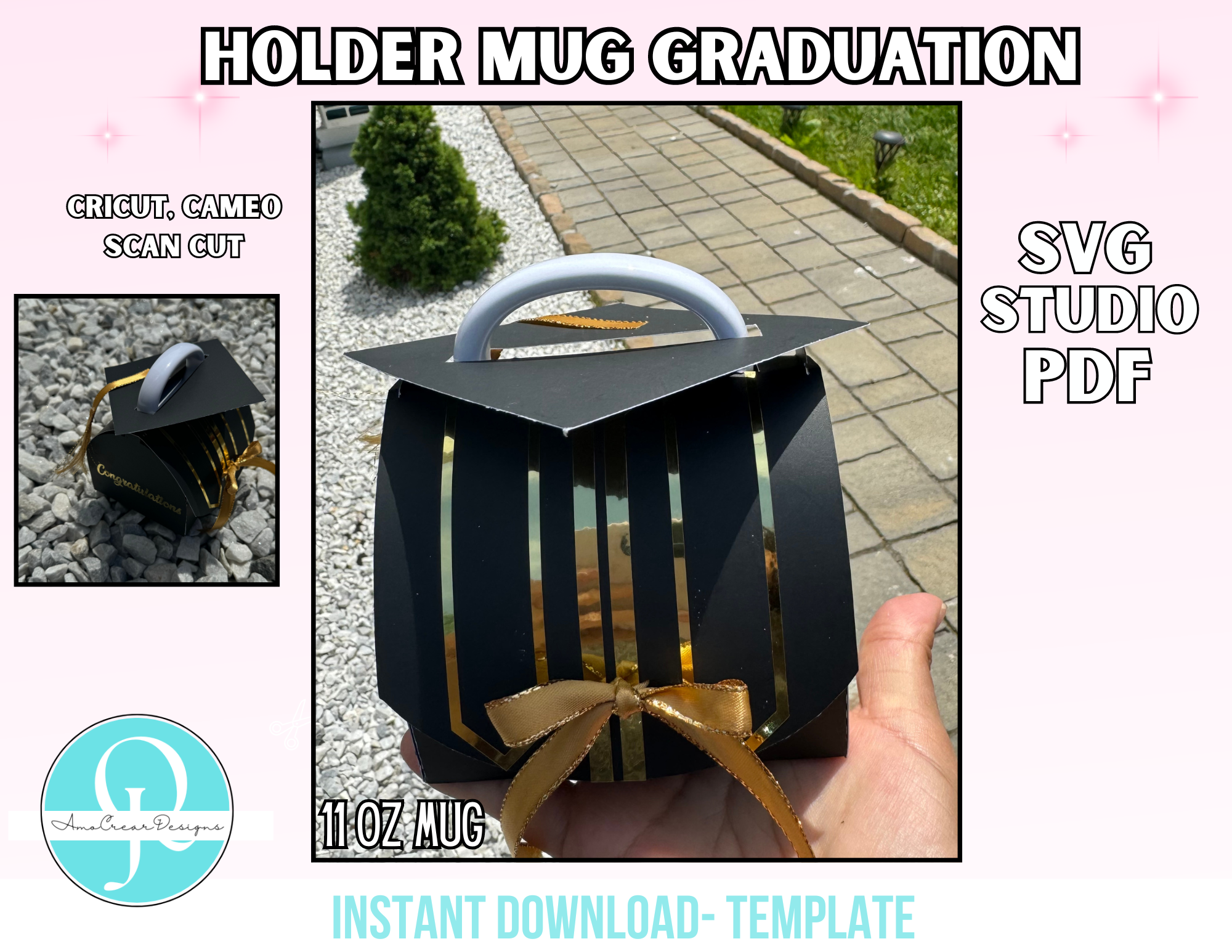 Graduation Holder Mug 11 oz / Svg / Studio / Pdf / Archivo de corte / para Cricut, Cameo, Scancut / digital file /
