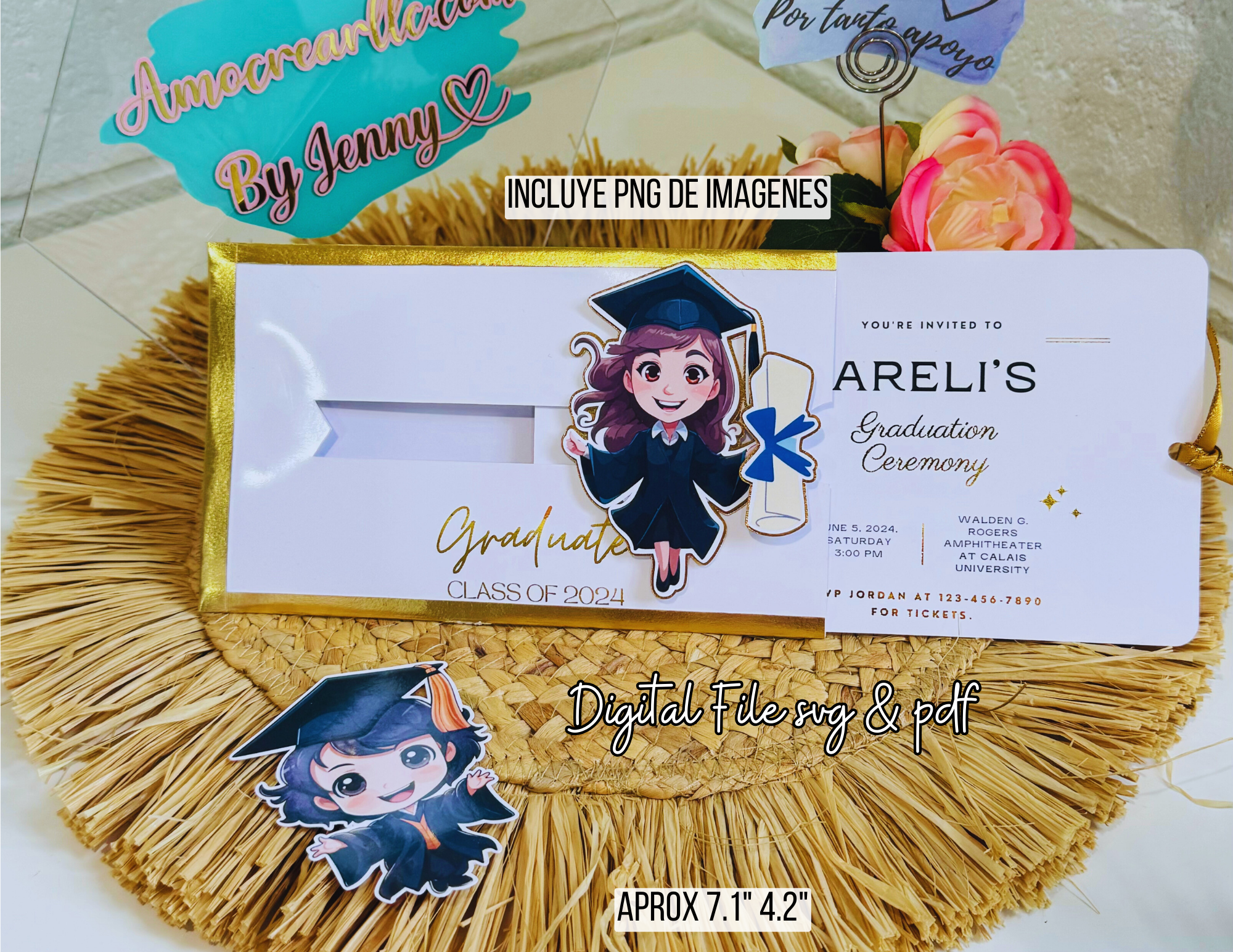 Invitacion Graduacion Temple SVG / PDF Cricut / Studio / Cameo / Scancut tijeras - Imagen 3