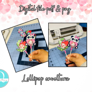 Valentine lollipop Holder / Panda y Dinosaurio / PNG / PDF