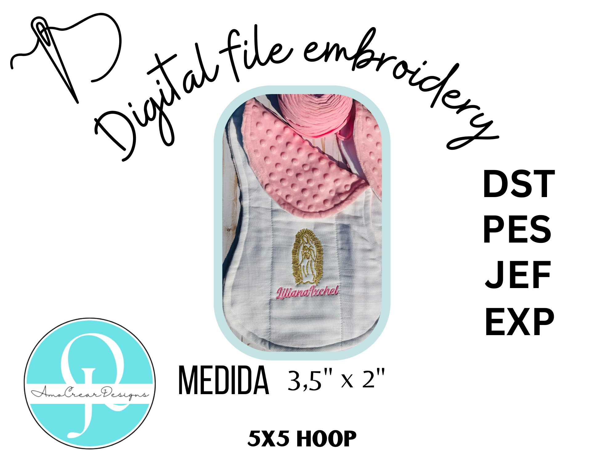 LUPITA Embroidery Design / Formatos, DST, PES,JEF,EXP / DIGITAL FILE / BORDADO - Imagen 2