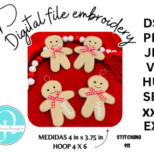 GINGER BRED MEN ORNAMENT / hombre de jengibre EMBROIDERY DESIGN / DIGITAL FILE / 8 FORMATOS / CHRISTMAS