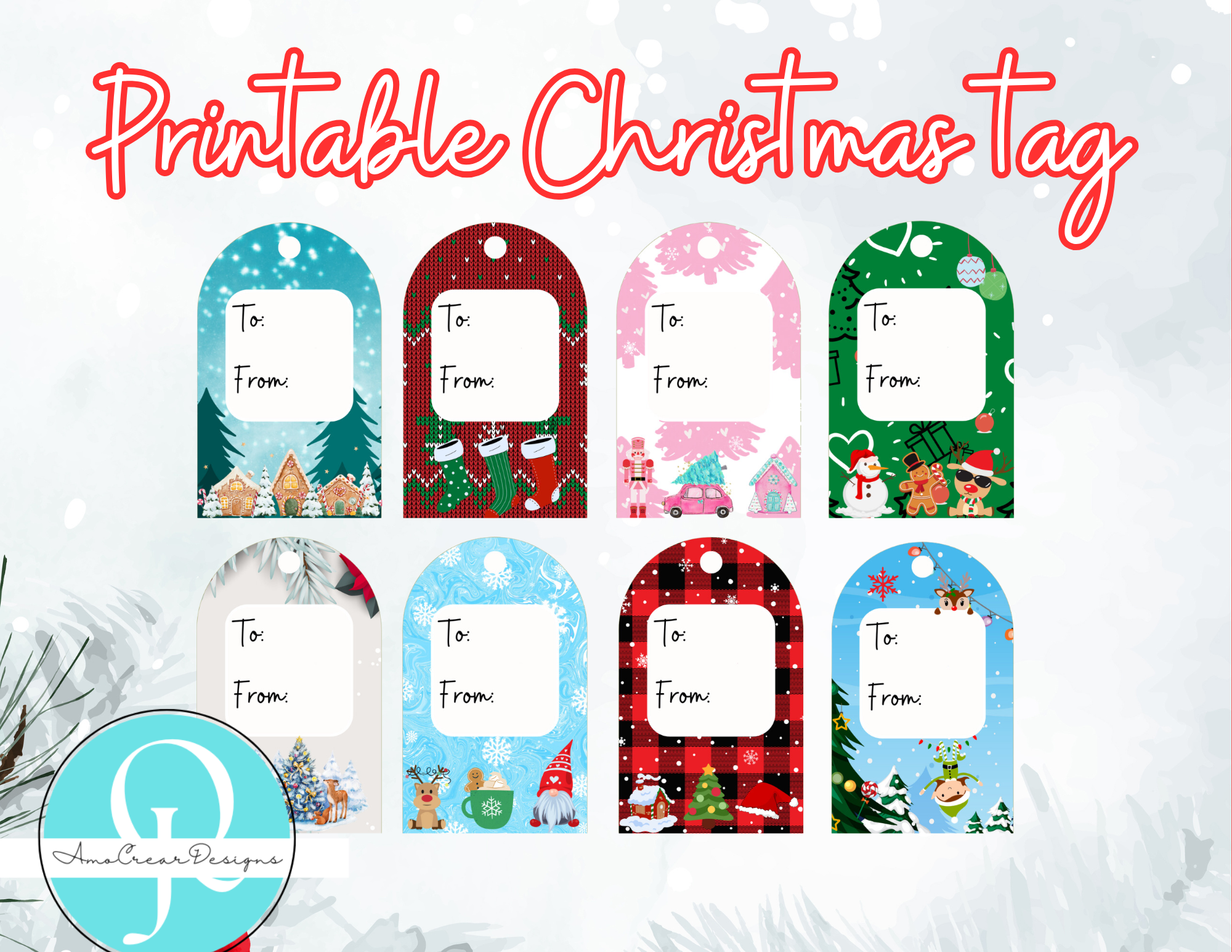 Etiquetas de Navidad TAGS CHRISTMAS PNG / DIGITAL FILE