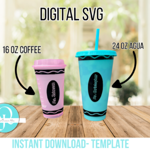 2 SVG De Lineas de crayones / Teachers / Maestros / Vasos  de 16 oz / Vasos  de 24 oz /digital / Cricut / Studio / Scan cut etc...