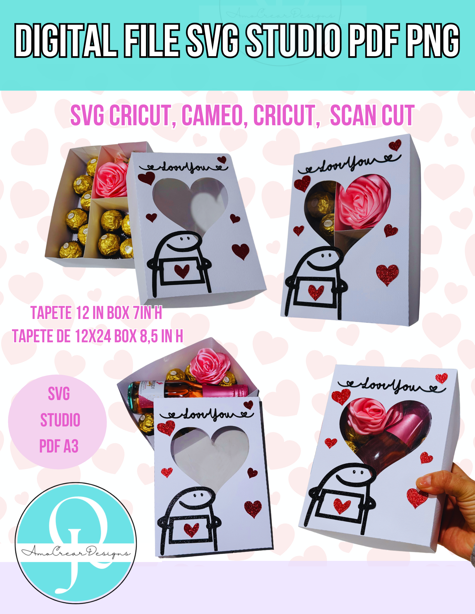 FLORK BOX / CAJA DE FLORK / SVG / STUDIO / PDF A3 / DIGITAL FILE / VALENTINES