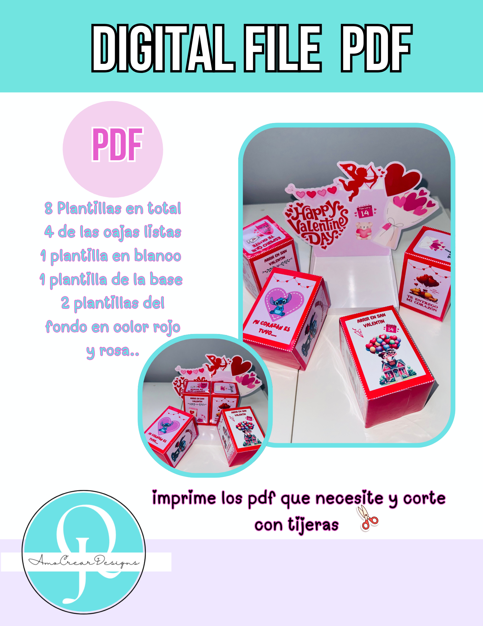 Cajas sorpresas de San Valentin Day / Suprise boxes valentines/ PDF / DIGITAL FILE / DESCARGA INMEDIATA