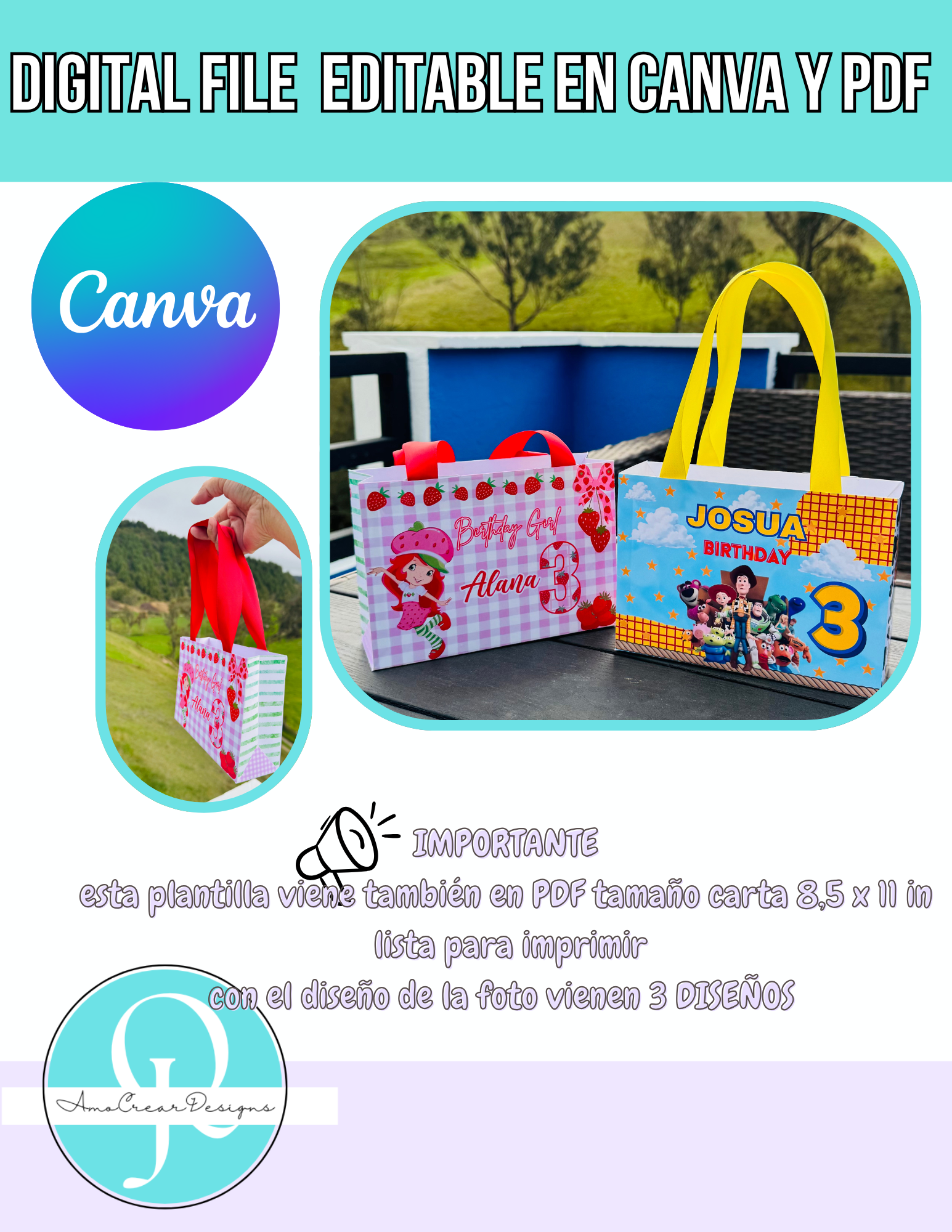 GABLE BOUTIQUE BAG / DIGITAL FILE / EDITABLE CANVA / PDF /