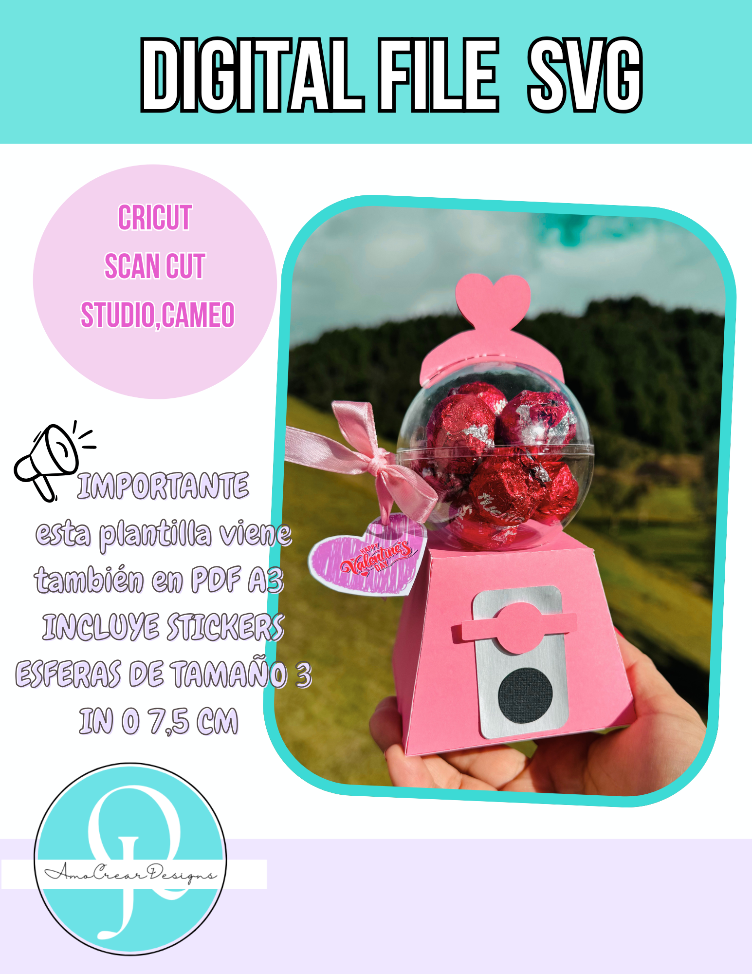 MAQUINA DE DULCES / SVG CRICUT / CAMEO STUDIO / SCANCUT / PDF A3 TIJERAS / DESCARGA DIGITAL / VALENTINES DAY / BIRTHDAY PARTY /