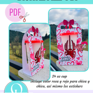 porta vaso 24 oz valentines / holder cup 24 oz / be my valentine / digital file pdf / descargable /