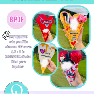 RAMO CONO / PDF / DIGITAL FILE / 8 DISEÑOS / CONE BOUQUET / VALENTINES DAY /