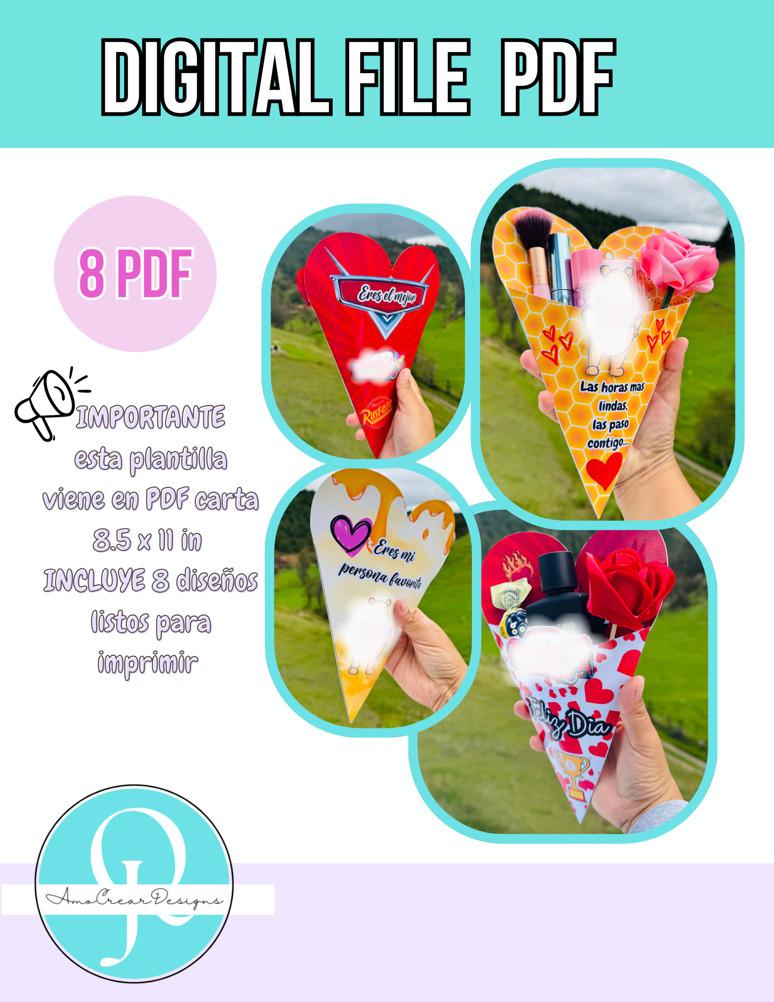 RAMO CONO / PDF / DIGITAL FILE / 8 DISEÑOS / CONE BOUQUET / VALENTINES DAY /